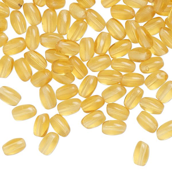 Bead, Czech glass, translucent topaz, 5mm oval. Sold per 1-ounce pkg, approximately 240 beads. image number 0