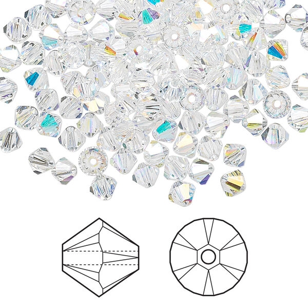 Bead 1440pk crystal AB, Crystal Passions® 4mm bicone 5328 image number 0