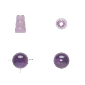 Amethyst 2pkg2, T-drilled round / cone natural 8mm / 8.5x6mm