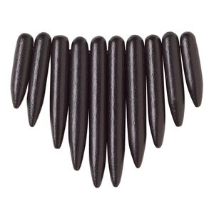 Focal, Taiwanese cheesewood (dyed / waxed), black, 20x5mm-41x5mm graduated fan spike. Sold per 10-piece set.