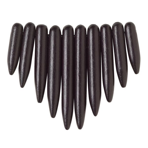 Focal, Taiwanese cheesewood (dyed / waxed), black, 20x5mm-41x5mm graduated fan spike. Sold per 10-piece set. image number 0