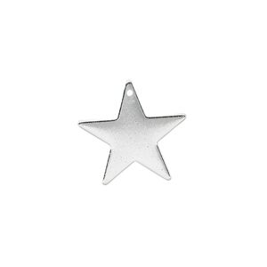Charm, silver-plated brass, 17mm star. Sold per pkg of 10.