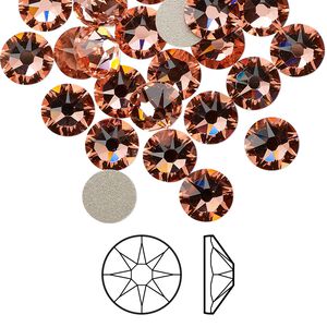 Flat back 144pk rose peach foil back, Swarovski® 7.07-7.27mm rose round SS34 2088