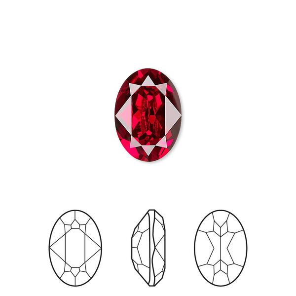 Fancy stone 1pk Siam foil back, Crystal Passions® 14x10mm oval 4120 image number 0