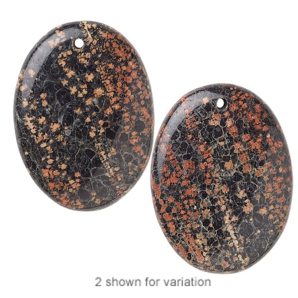 Red snowflake jasper 1pkg1, top-drilled hand-cut oval focal natural 40x30mm image number 0