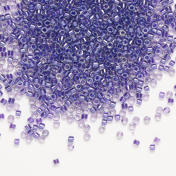 Seed bead, Delica®, glass, pkg/7.5g, #11 round, translucent purple-lined luster crystal clear (DB-0906). image number 0