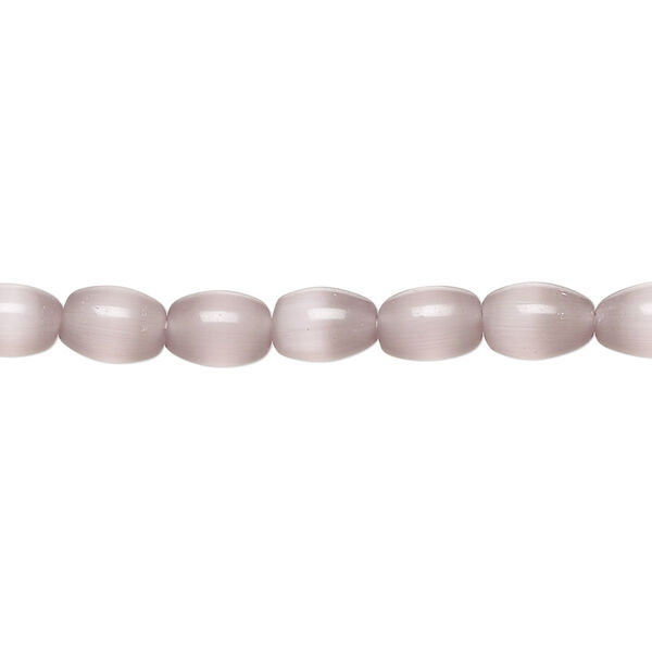 Bead, cat's eye glass (fiber optic glass), lavender, 7x5mm-8x6mm oval, quality grade. Sold per 15-1/2" to 16" strand. image number 0