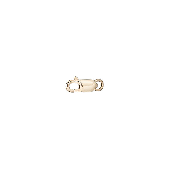 Clasp, lobster claw, 14Kt gold, 8.25x3.5mm with jump ring. Sold individually. image number 0