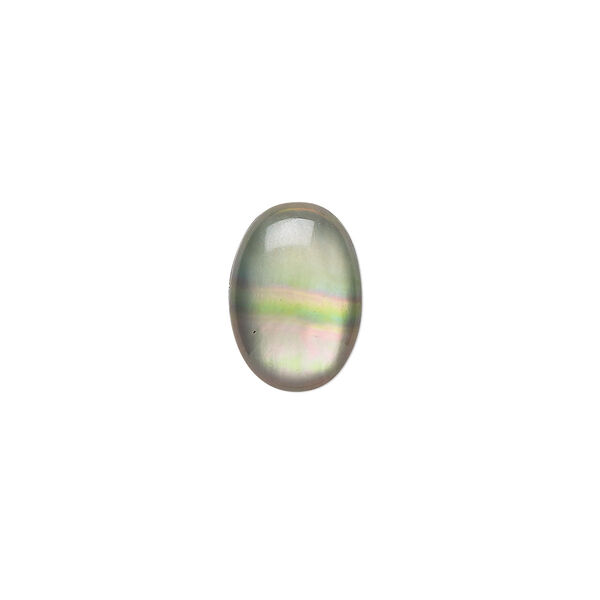Cabochon, black lip shell (coated), black, 14x10mm calibrated oval, Mohs hardness 3-1/2. Sold per pkg of 2. image number 0