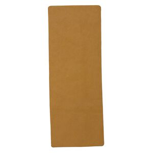 Design element, leather (dyed), gold, 9-1/4 x 3-1/2 inch double-sided rectangle. Sold individually.