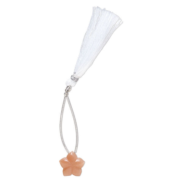 Peach moonstone 1pkg1, hand-cut top-drilled 2-sided carved flower bead natural B grade, 16x16mm image number 1