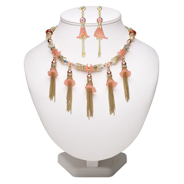 Necklace and earring set, One of a Kind Jewelry, 17-1/2 inch necklace and 2-3/4 inch earrings. Only one available. image number 0