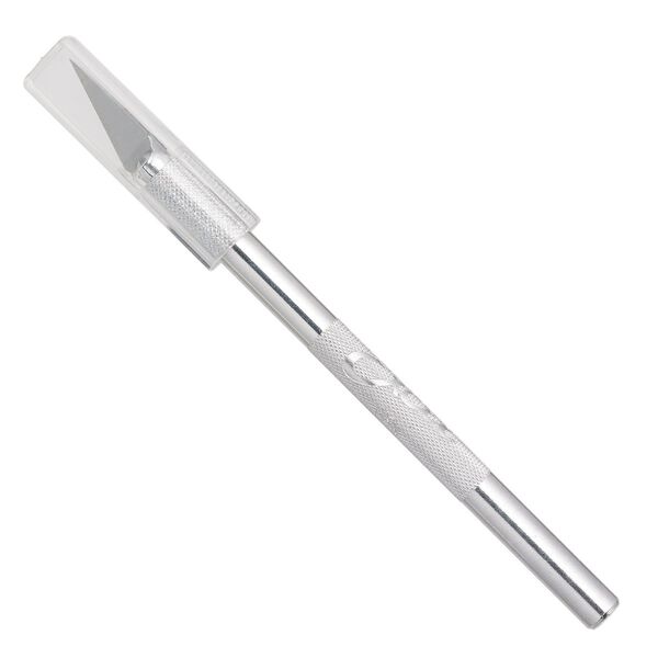 Hobby knife, Excel™, plastic / aluminum / steel, clear, 5-3/4 x 1/4 inches with double honed blade and 2 x 1/2 inch cap. Sold individually. image number 0