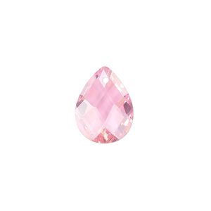 Drop, cubic zirconia, pink, 16x12mm hand-faceted teardrop, Mohs hardness 8-1/2. Sold per pkg of 2.