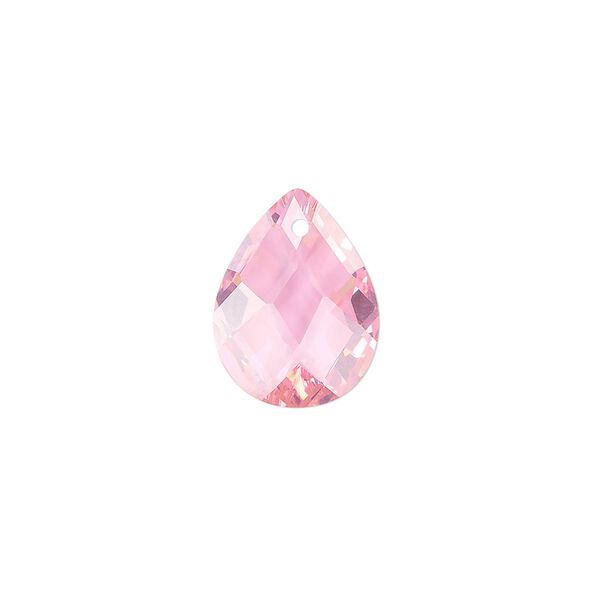 Drop, cubic zirconia, pink, 16x12mm hand-faceted teardrop, Mohs hardness 8-1/2. Sold per pkg of 2. image number 0