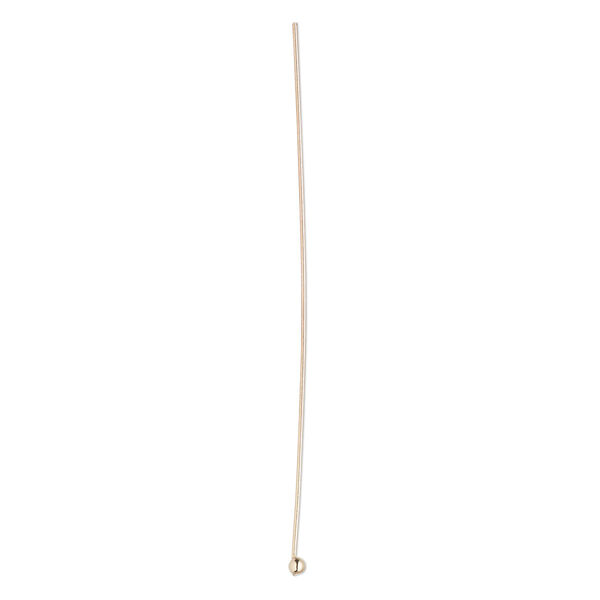 Head pin, 14Kt rose gold-filled, 2 inches with 1.5mm ball, 24 gauge. Sold per pkg of 10. image number 0