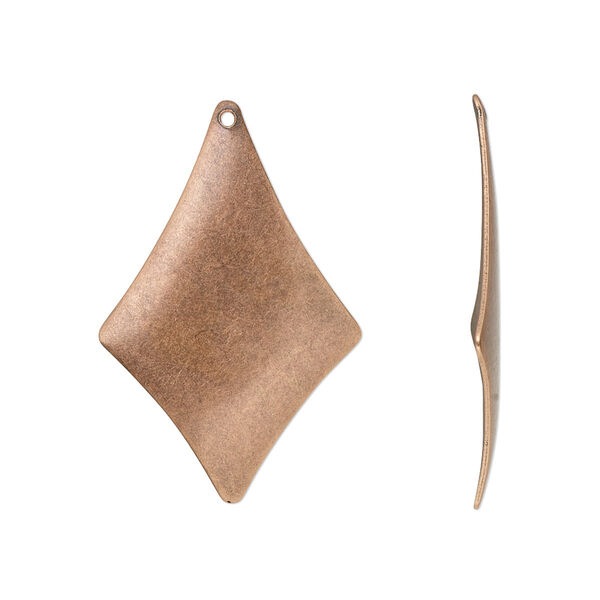 Drop, antique copper-plated steel, 30x20mm kite. Sold per pkg of 50. image number 0