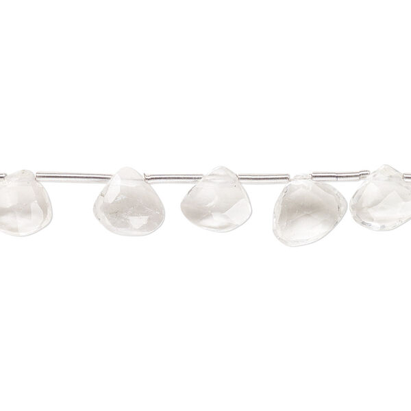 Bead, white topaz (natural / irradiated), light, 7mm-9x8mm hand-cut top-drilled faceted puffed teardrop with 0.4-1.4mm hole, B- grade, Mohs hardness 8. Sold per pkg of 20. image number 0