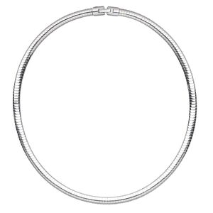 Chain 1pkg1 silver-plated omega, 6mm flat / fold-over clasp, brass 18 inch