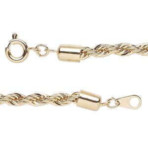 Chain, gold-finished steel, 4mm French rope, 18 inches with springring clasp. Sold individually.