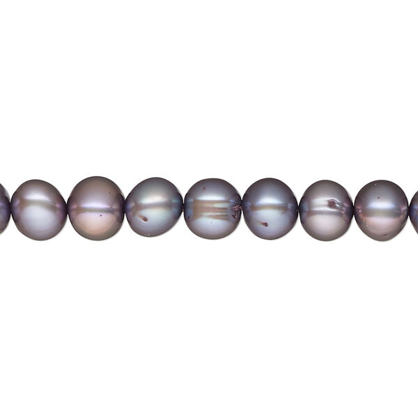 Pearl, cultured freshwater pearl (dyed), plum, 6-8mm semi-round, C grade, Mohs hardness 2-1/2 to 4. Sold per 15" strand, approximately 70 beads. image number 0