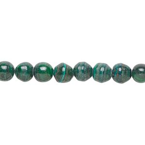 Malachite 1pkg1, baroque round bead natural 15 inch 5-6mm