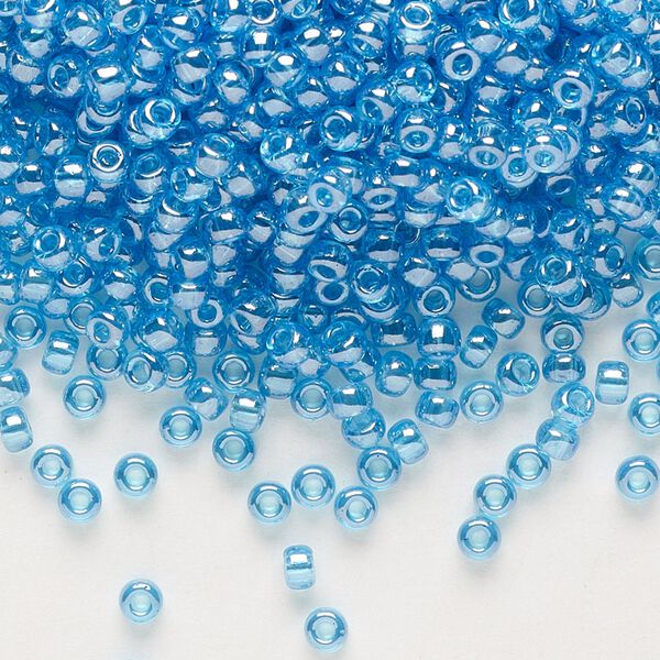 Seed bead, Miyuki, glass, pkg/250g, #8 rocaille, translucent luster ocean blue, (RR-321D). image number 0