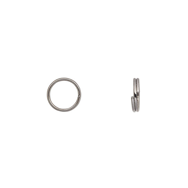 Split ring, gunmetal-finished steel, 8mm round with 6.6mm inside diameter. Sold per pkg of 100. image number 0