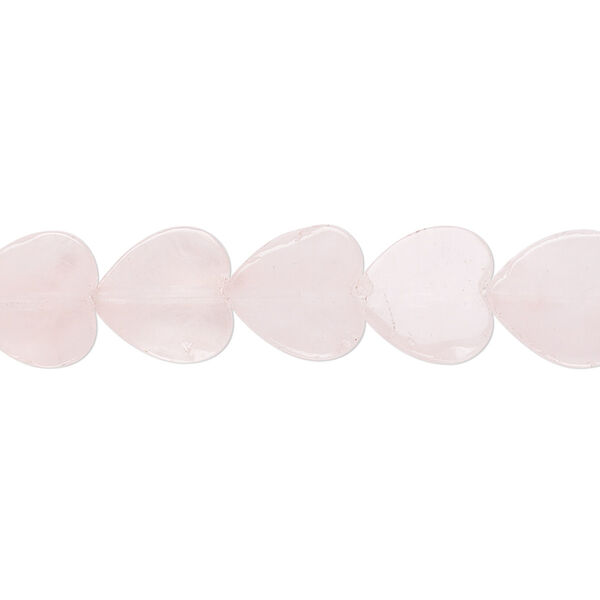 Rose quartz 1pkg1, flat heart bead natural 15.5-16 inch 10mm image number 0
