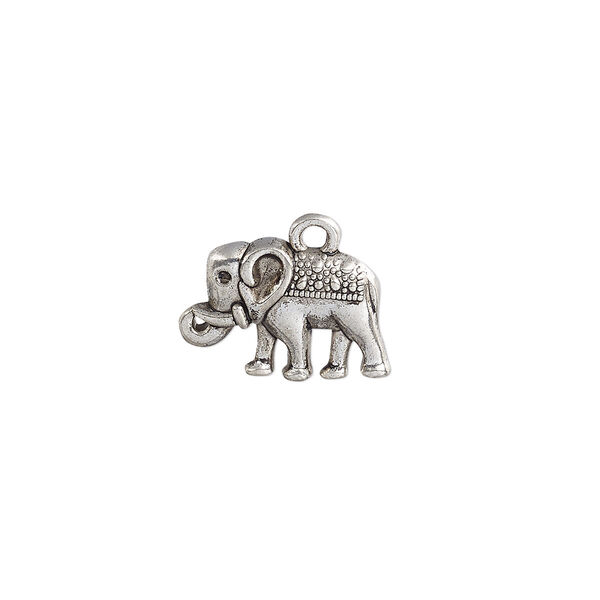 Charm, antique silver-plated "pewter" (zinc-based alloy), 17x12mm single-sided elephant. Sold per pkg of 20. image number 0