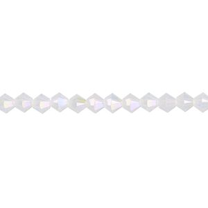 Bead 48pk white opal shimmer 2X, Crystal Passions® 4mm bicone 5328