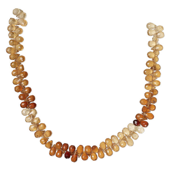 Bead, hessonite garnet (natural), shaded, 6x3mm-7x4mm hand-cut top-drilled faceted teardrop, B+ grade, Mohs hardness 7 to 7-1/2. Sold per 8-inch strand, approximately 85 beads. image number 0