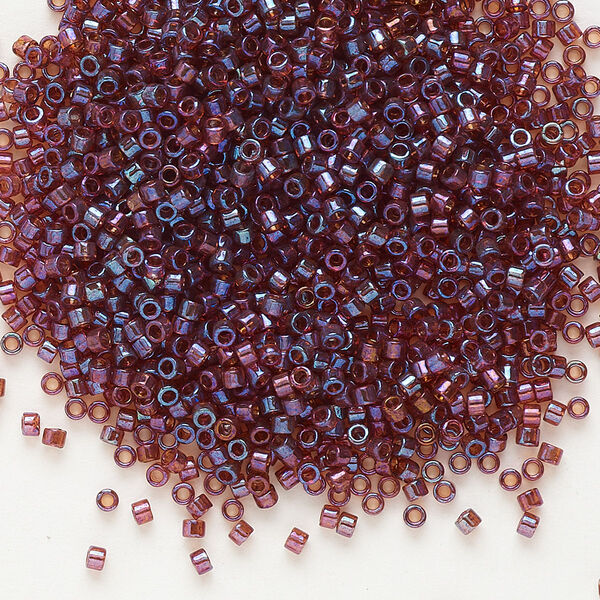 Seed bead, Delica®, glass, pkg/7.5g, #11 round, translucent rainbow gold luster claret (DB-0104). image number 0