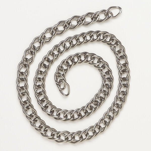 Chain 1pkg1, 9.6mm double curb, gunmetal-finished aluminum 20 inch unfinished image number 0