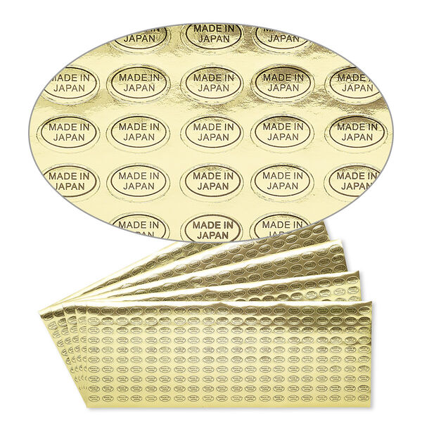 Adhesive label, paper, gold and black, 1/2 x 5/16 inch oval with "MADE IN JAPAN." Sold per pkg of 1,000. image number 0