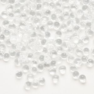 Seed bead, Miyuki, glass, pkg/10g, 4x3.4mm fringe, transparent clear (DP-131).