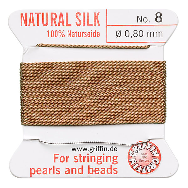 Thread, Griffin, silk, cornelian, size #8. Sold per 2-meter card (approximately 78 inches). image number 0