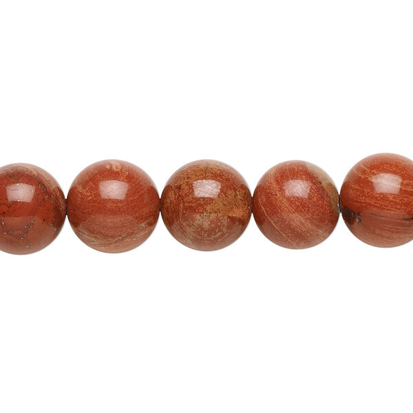 Bead, red jasper (natural), 10mm round, B grade, Mohs hardness 6-1/2 to 7. Sold per 15-1/2" to 16" strand. image number 0