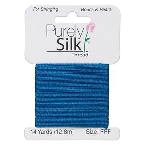 Thread, Purely Silk™, royal blue, size FFF. Sold per 14-yard card.