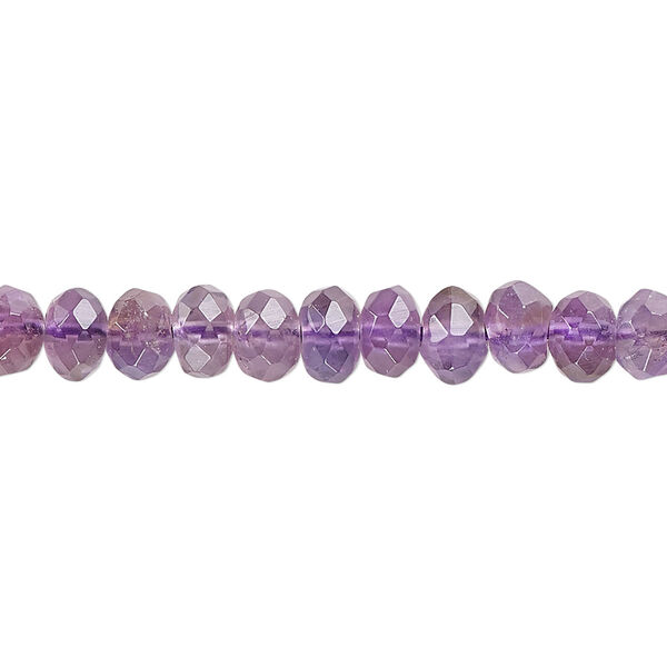 Bead, amethyst (natural), 5x4mm-6x5mm faceted rondelle, B grade, Mohs hardness 7. Sold per 15-1/2" to 16" strand. image number 0