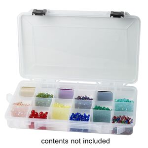 Organizer, Plano®, plastic, clear, 14 x 9 x 2-inch box, 4-24 compartments. Sold individually.