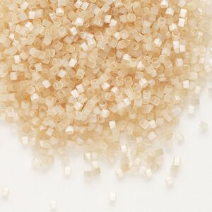 Seed bead, Delica®, glass, pkg/7.5g, #11 round, opaque silk satin glazed luster light topaz (DB-0674).