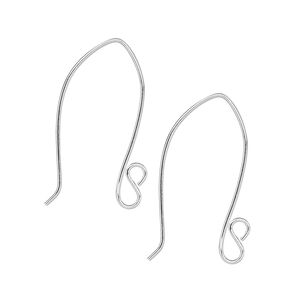 Ear wire 1pkg20 silver-plated, 35mm marquise / open loop, 19 gauge brass 10 pair