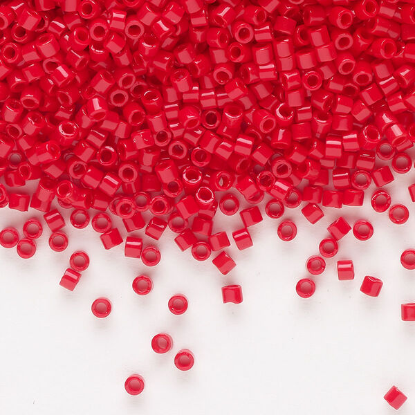 Seed bead, Delica®, glass, pkg/50g, #10 round, opaque red (DBM-0723). image number 0