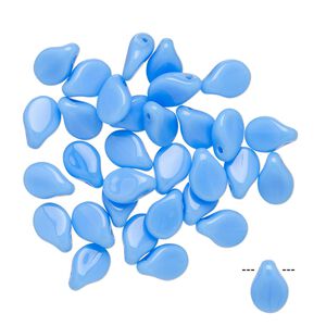 Bead, Preciosa Pip™, Czech pressed glass, opaque azure blue, 7x5mm top-drilled pip. Sold per pkg of 30.
