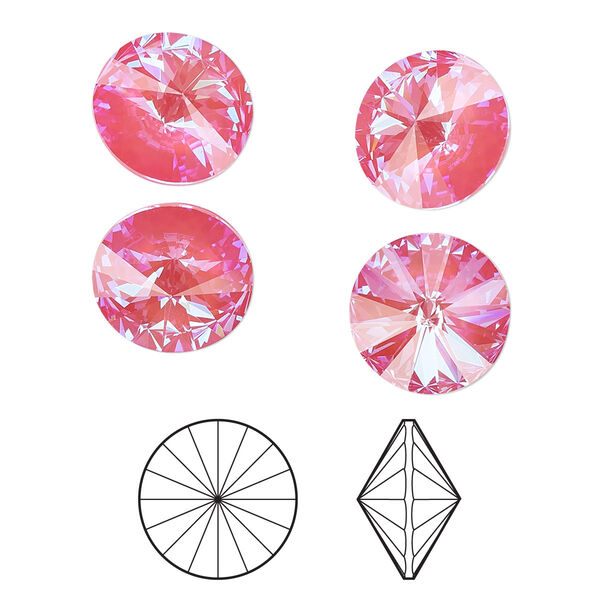 Chaton 4pk crystal lotus pink DeLite, Crystal Passions® 12mm rivoli 1022 image number 0
