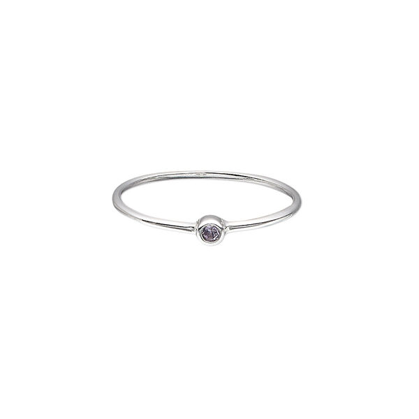 Ring, Create Compliments®, cubic zirconia and sterling silver, amethyst purple, 3mm wide, size 7. Sold individually. image number 0