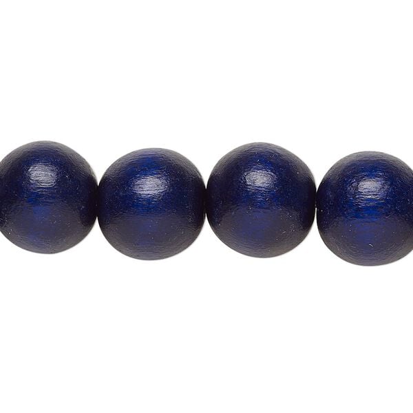 Bead 1pkg1, Taiwanese cheesewood (dyed / waxed), navy blue, 11-12 round, 15-1/2 to 16 inches. image number 0