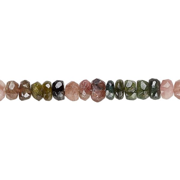 Multi-tourmaline 1pkg1, hand-cut faceted rondelle bead natural 6 inch 4x1mm-6x4mm image number 0