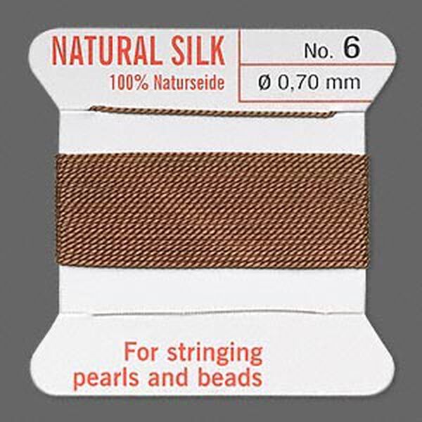 Thread, Griffin, silk, brown, size #6. Sold per 2-meter card (approximately 78 inches). image number 0